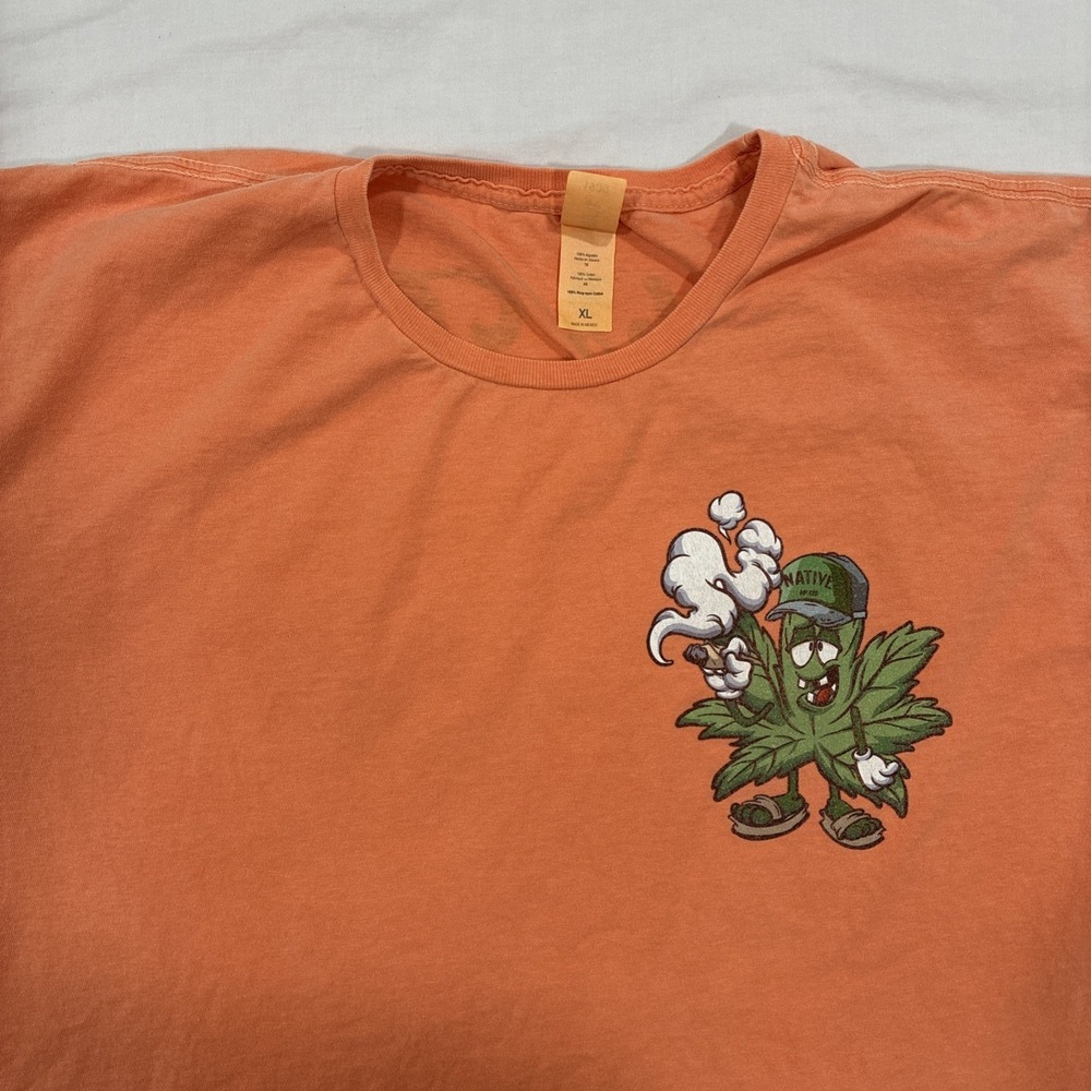 Funny Smoke Trees Not Friends Orange T-Shirt Men's XL Cartoon Marijuana Leaf 420 - Picture 2 of 12